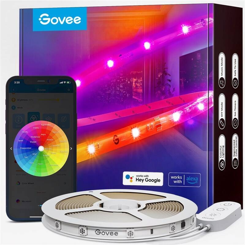 LED pásek Govee WiFi RGBIC Smart PRO, 5m - extra odolný
