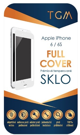 Tvrzené sklo TGM Full Cover na Apple iPhone 6/ 6S bílé