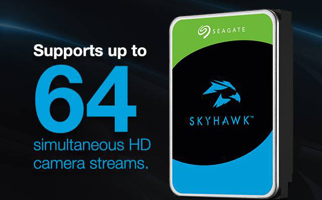 Pevný disk 3,5" Seagate SkyHawk 6TB šedá barva Pevný disk Seagate SkyHawk umí přijmout data z 64 HD kamer současně