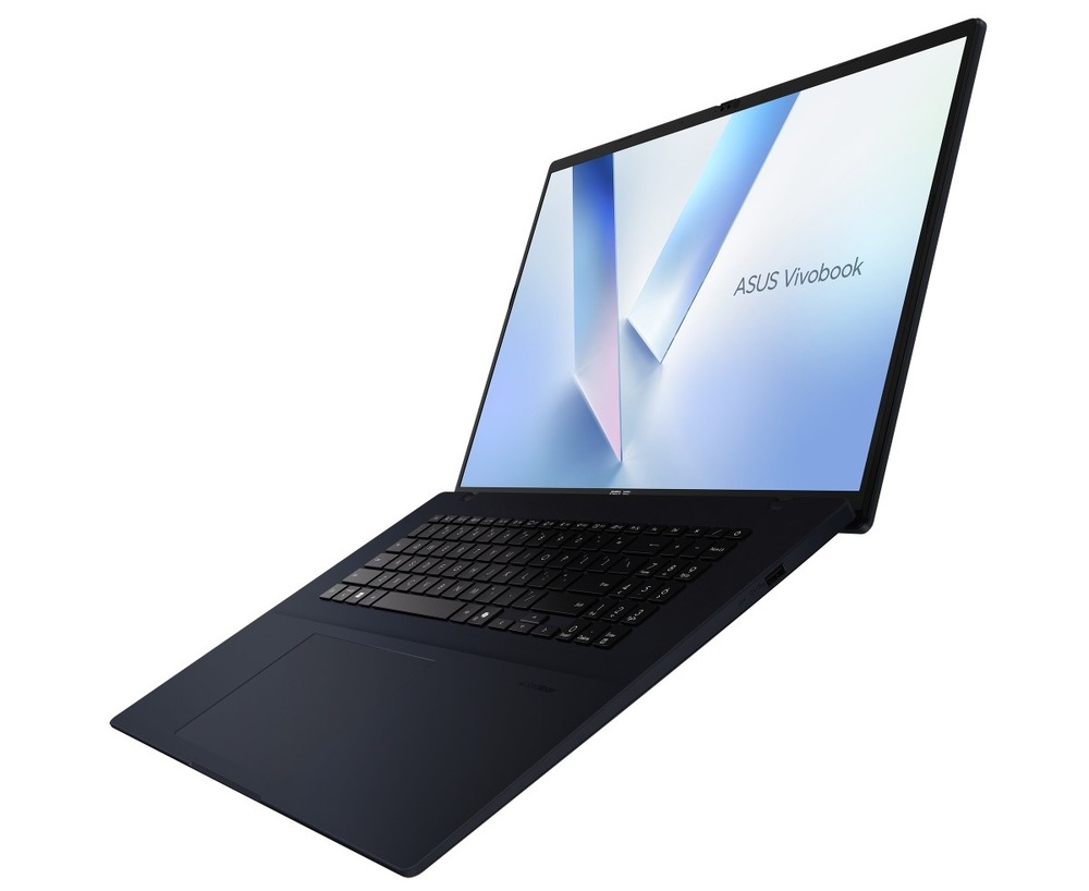 Notebook Asus Vivobook 18 modrý Otevřený a zapnutý notebook Asus Vivobook 18