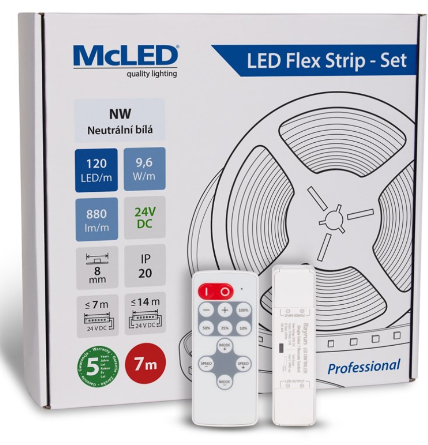 LED pásek McLED s ovládáním Nano - sada 7 m - Professional, 120 LED/m, NW, 880 lm/m, vodič 3 m McLED s ovládáním Nano - sada 7 m - Professional, 120 LED/m, NW, 880 lm/m, vodič 3 m (ML-126.839.60.S07002)