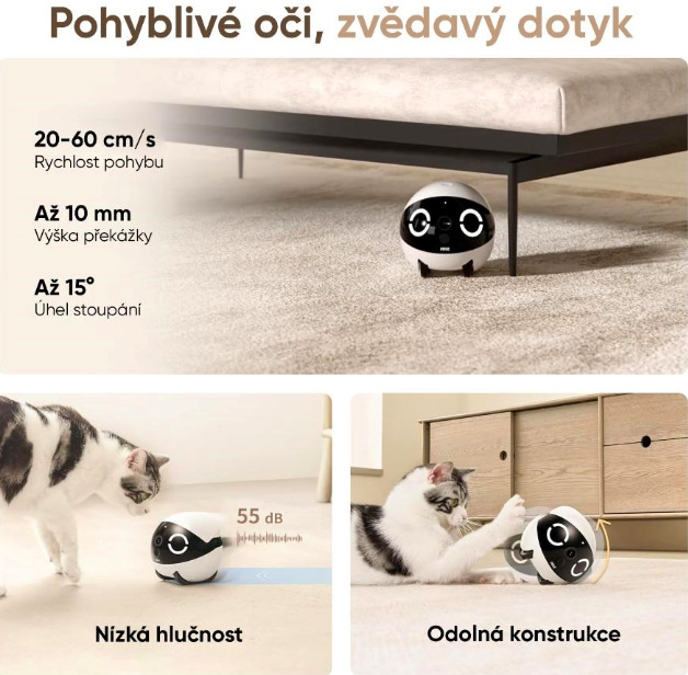 IP kamera Enabot ROLA Mini pohybující se po bytě s možností překonání nízkých překážek