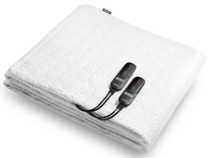 Vyhřívací podložka Duux DXUB11 Snooze Fleece 200 × 140 cm v bílé barvě se dvěma ovladači