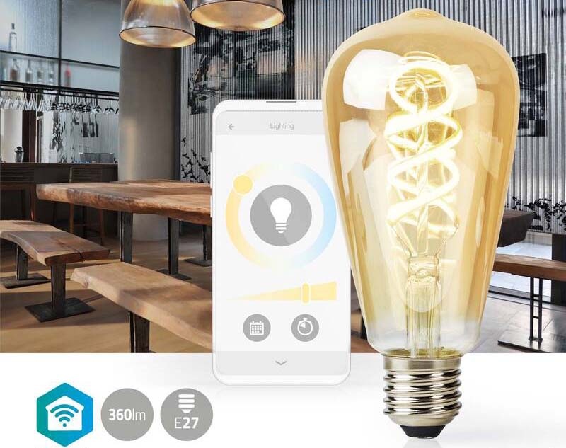 Chytrá žárovka Nedis SmartLife ST64, Wi-Fi, E27, 360 lm, 4.9 W, Teplá - studená bílá