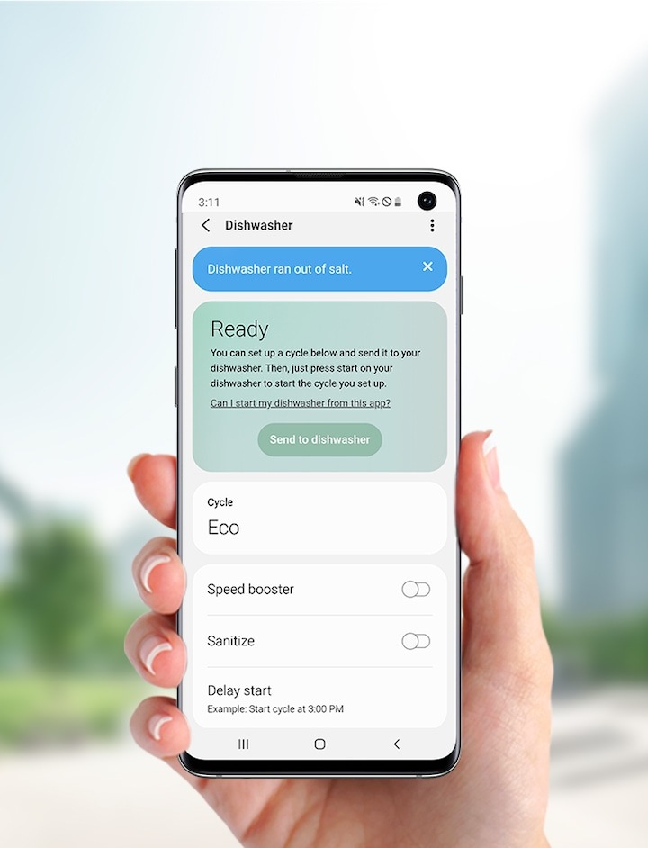 Myčka nádobí Samsung DW60A8060IB/ET Aplikace SmartThings na mobilním telefonu