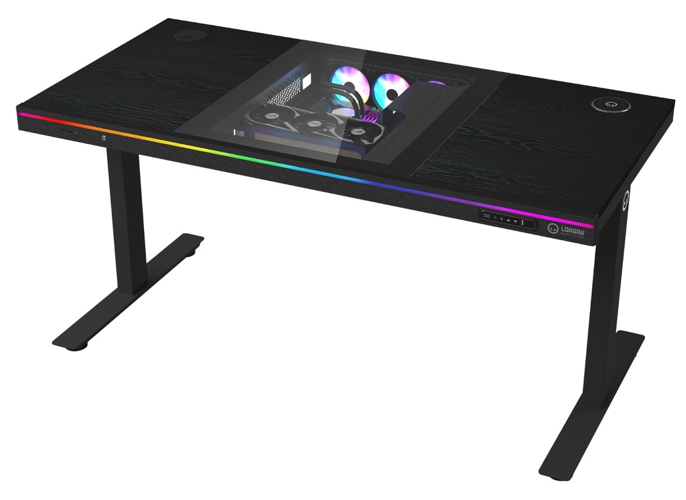 Herní stůl Lorgar DE90 RGB Wood - černý