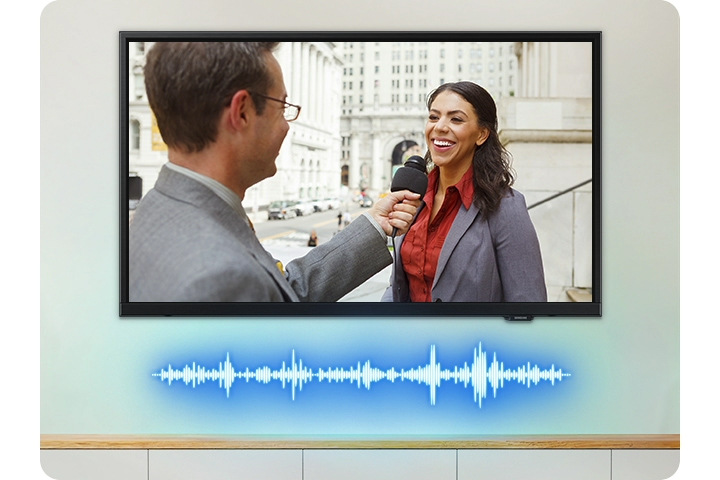 Televize Samsung UE32F6002 - adaptivní zvuk - televize zobrazující komunikující lidi