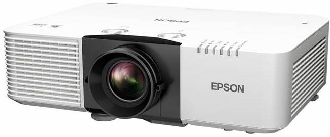 Přední pohled na projektor Epson EB-L690U s laserovým zdrojem a centrálně umístěným objektivem
