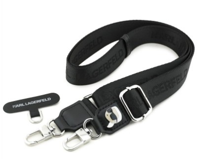 Popruh na krk Karl Lagerfeld Universal Crossbody Karl Patch černý Popruh na krk Karl Lagerfeld Universal Crossbody Karl Patch v černé barvě