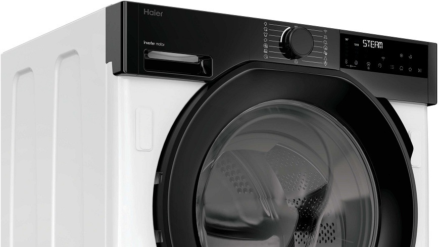 Vestavná pračka Haier BHA6SD69M6DB9-S bílá detail ovládacího panelu pračky Haier BHA6SD69M6DB9-S