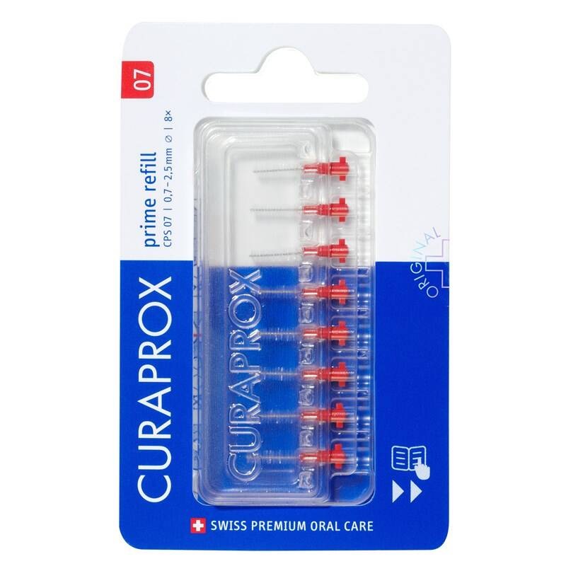 Mezizubní kartáčky CURAPROX prime refill CPS 07, 8 ks červený