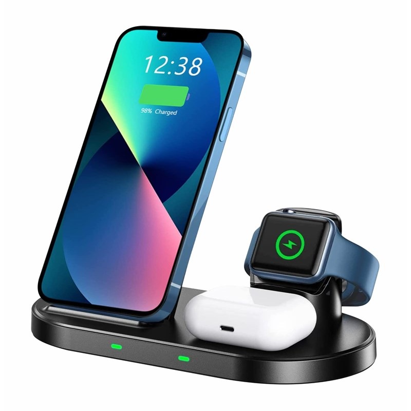 Bezdrátová nabíječka Swissten 3v1 station pro Apple a Samsung černá