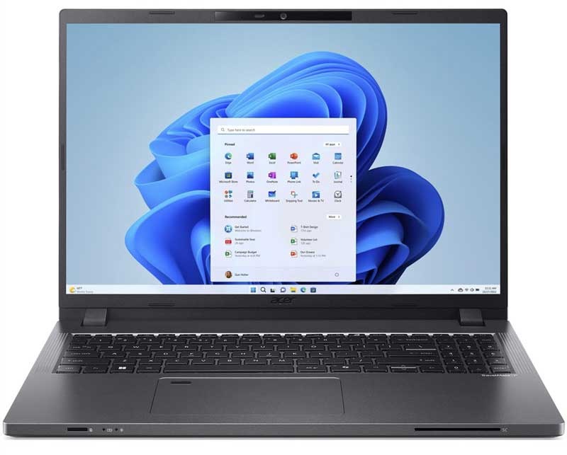 Notebook Acer TravelMate P2 16 v šedé barvě.