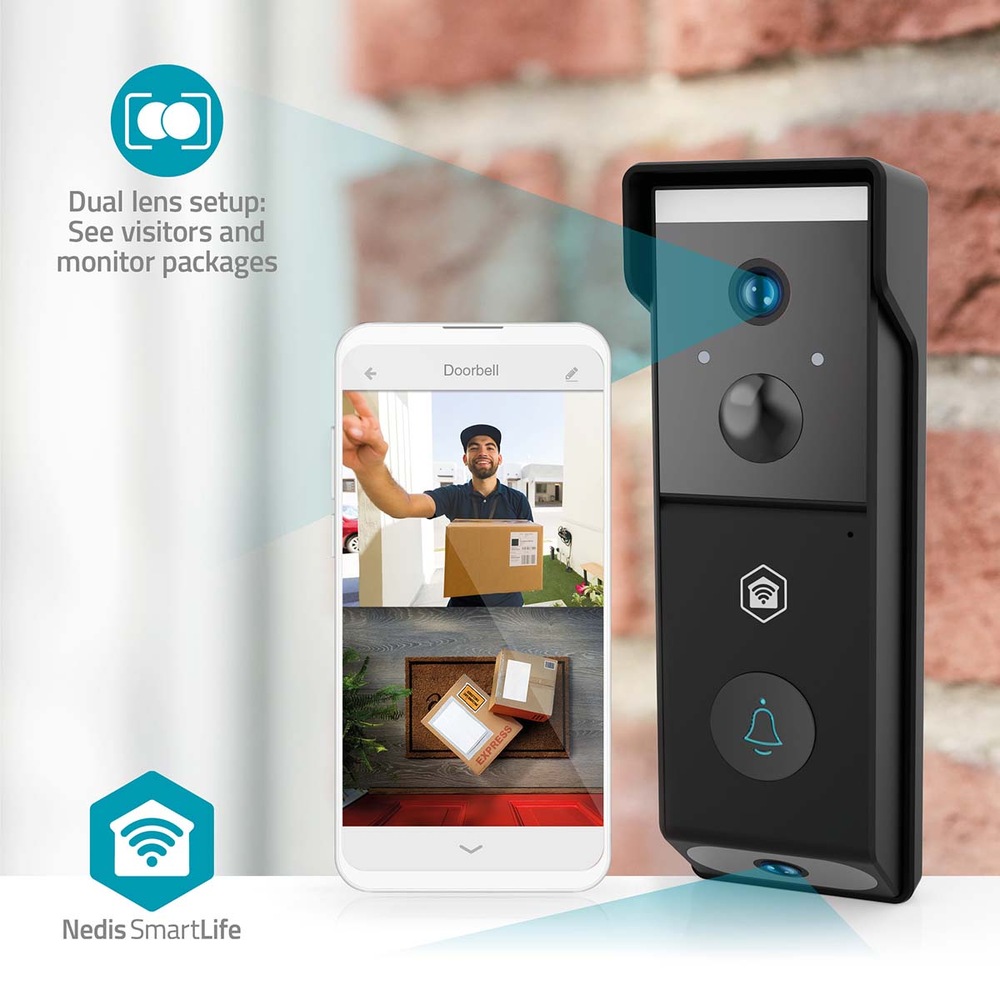 Videozvonek Nedis SmartLife WIFICDP31BK černý Videozvonek Nedis SmartLife WIFICDP31BK umožňuje komunikovat na dálku např. s pošťákem