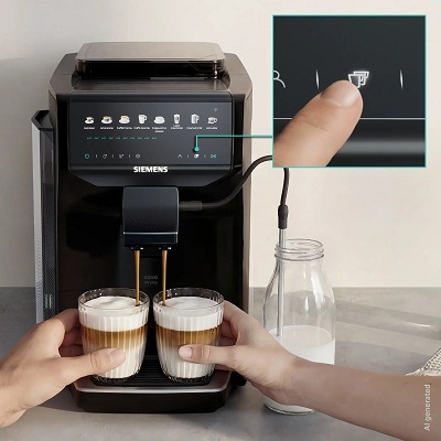 Dvě kávové speciality připravené v kávovaru Siemens TP553E19