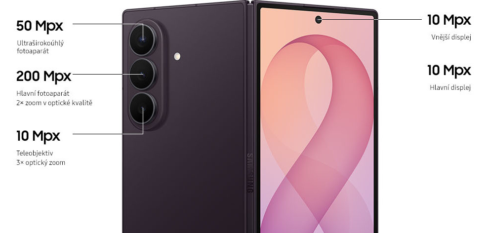 Mobilní telefon Samsung Galaxy Z Fold8 Ultra 5G 12 GB / 256 GB grafitový Samsung Galaxy Z Fold8 Ultra 5G se chlubí i 200Mpx hlavním fotoaparátem