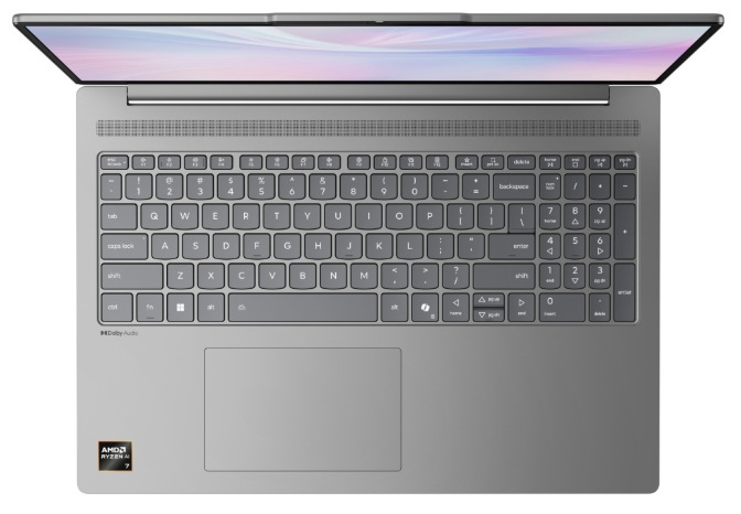 Notebook Lenovo IdeaPad Slim 5 16AKP10 šedý Klávesnice s numerickou částí a vícedotykový touchpad notebooku Lenovo IdeaPad Slim 5