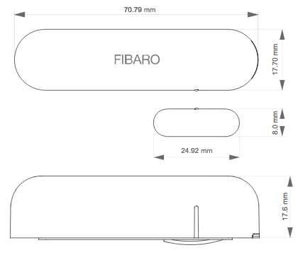 Senzor Fibaro na dveře/okna 2, Z-Wave Plus černý Fibaro rozměry