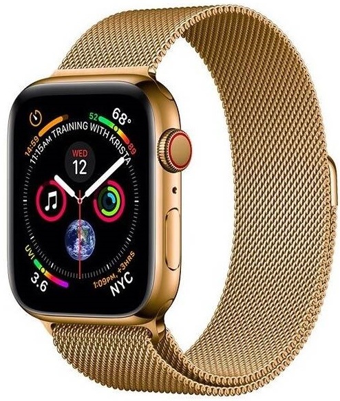 Řemínek COTECi na Apple Watch 42/44/45/49 mm, ocelový, milánský tah zlatý