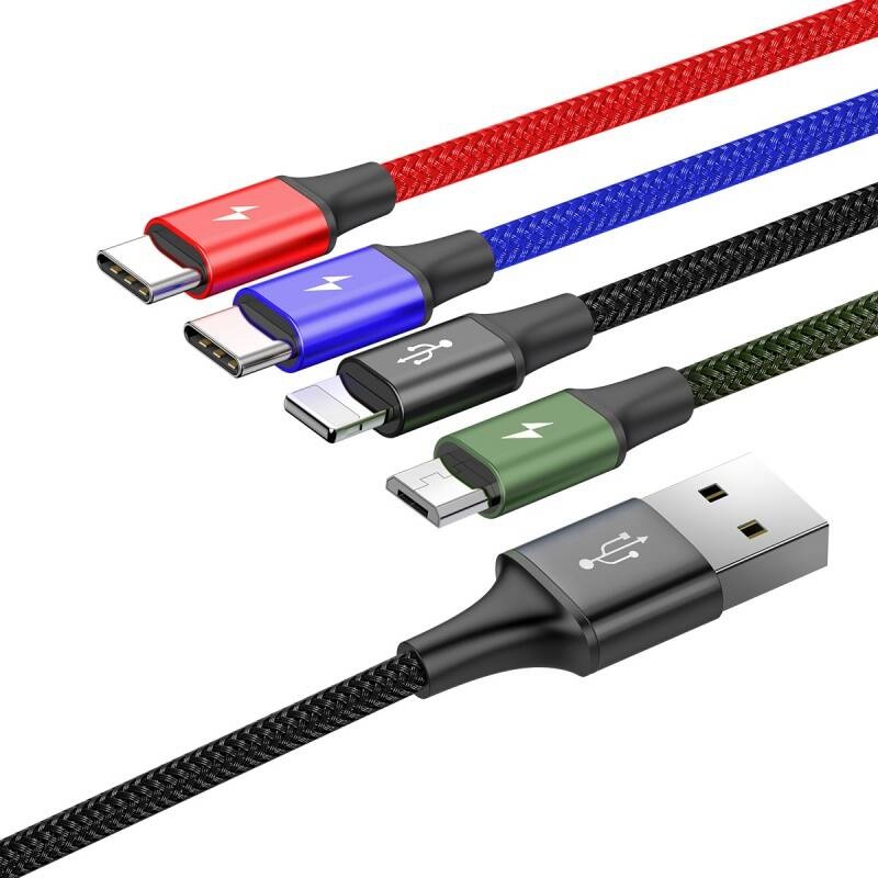 Kabel Baseus 4v1, USB/2x USB-C, Lightning, Micro USB, 1,2m černý Kabel Baseus 4v1, USB/2x USB-C, Lightning, Micro USB, 1,2m černý
