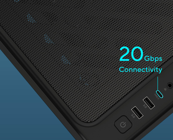 Case Asus AP202 PRIME bílá Asus AP202 PRIME na předním panelu nabízí moderní port USB-C 20 Gb/s