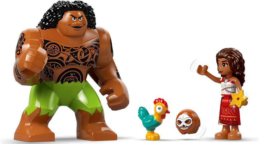 Vaiana, Maui, Heihei, Kotu a pět Kakamorů nabízí devět hrdinů pro rozmanité příběhy na moři.