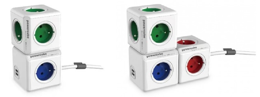 Kabel prodlužovací Cubenest Powercube Extended USB PD 20W, USB, USB-C, 4x zásuvka, 1,5m bílý/červený