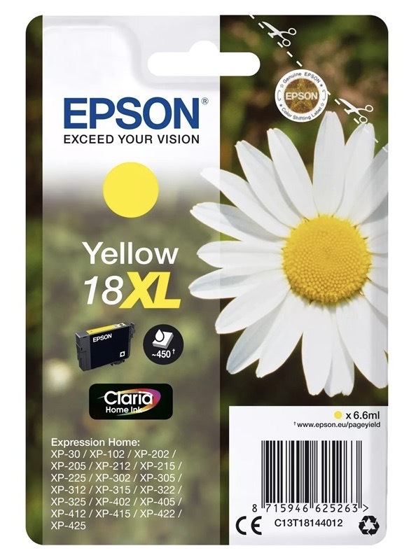 Inkoustová náplň Epson 18XL, 450 stran žlutá