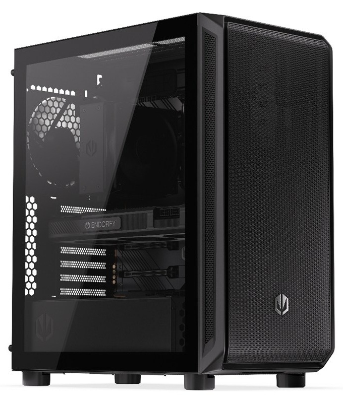 Počítačová skříň ENDORFY Arx 500 Core v midi-tower provedení, černá barva