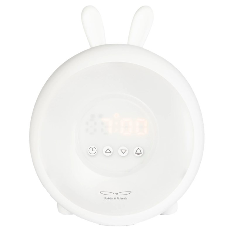 Dětská LED lampička Rabbit & Friends zajíček s budíkem bílá