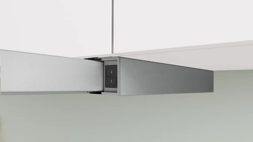 Kolébkové přepínače na rychlost odtahu u výsuvného odsavače par Bosch DFM064W55 