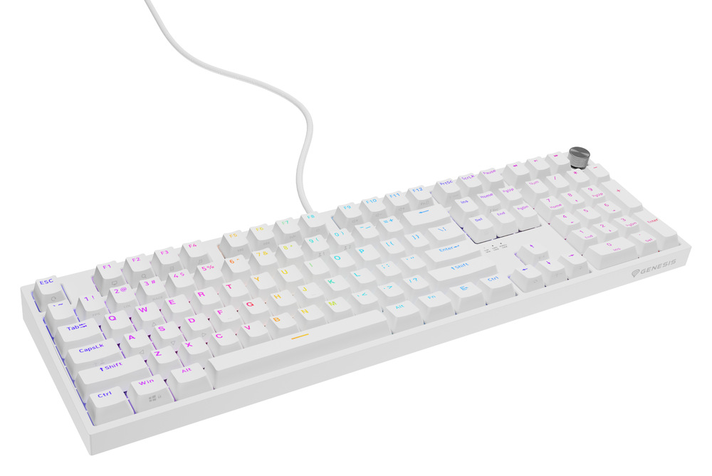 Klávesnice Genesis THOR 404 RGB, Gateron Yellow Pro, US layout bílá proto je klávesnice Genesis vybavena pokročilými třípólovými spínači Gateron Yellow Pro s lineární charakteristikou.