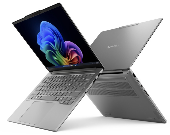 Notebook Lenovo IdeaPad Pro 5 14AKP10 šedý Lenovo IdeaPad Pro 5 14AKP10 z přední a zadní strany s hliníkovým šasi a logem Lenovo