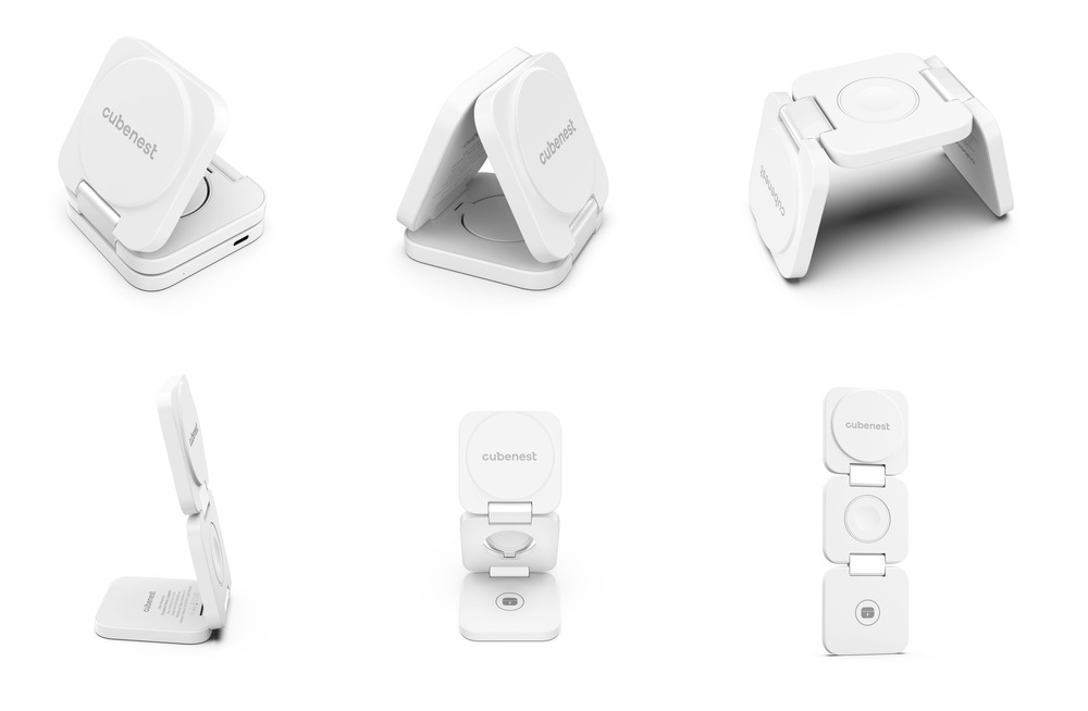 Bezdrátová nabíječka Cubenest E310 3v1 s MagSafe šedá