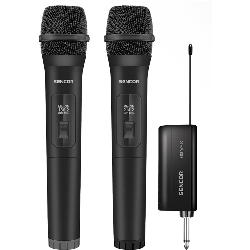 Dva bezdrátové mikrofony Sencor SSS WM20 s 2,4Ghz přijímačem