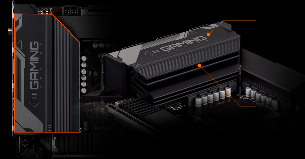 Základní deska GIGABYTE B760 GAMING X AX Chladiče MOSFET zvládnou efektivně odvádět teplo, aby se sestava nepřehřívala