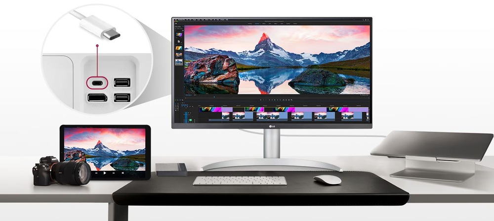 Konektory a připojení k Monitoru LG 27UP850K-W