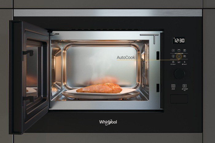 Mikrovlnná trouba Whirlpool WMF250G nerez Mikrovlnná trouba Whirlpool WMF250G, nerez a černá, 12 přednastavených receptů autocook