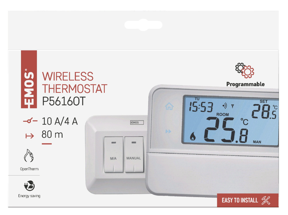 Termostat EMOS pokojový, programovatelný, bezdrátový, OpenTherm, P5616OT Termostat EMOS pokojový, programovatelný, bezdrátový, OpenTherm, P5616OT