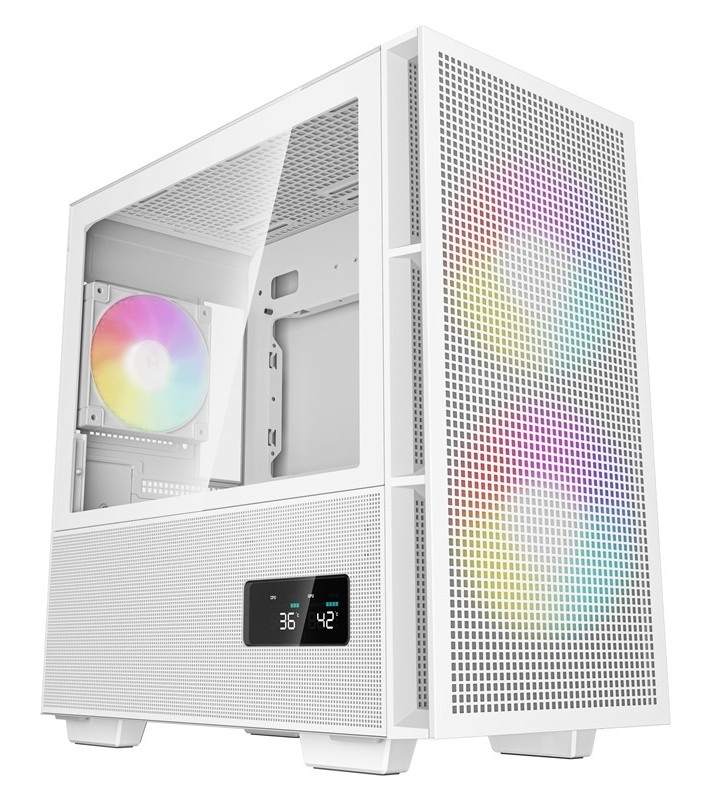 PC skříň DeepCool CH360 Digital, bílá barva.