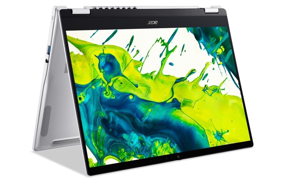 Notebook Acer Swift Spin 14 AI (SFSP14-I51T-765Q) stříbrný Notebook Acer Swift Spin 14 AI (SFSP14-I51T-765Q) v poloze stanu