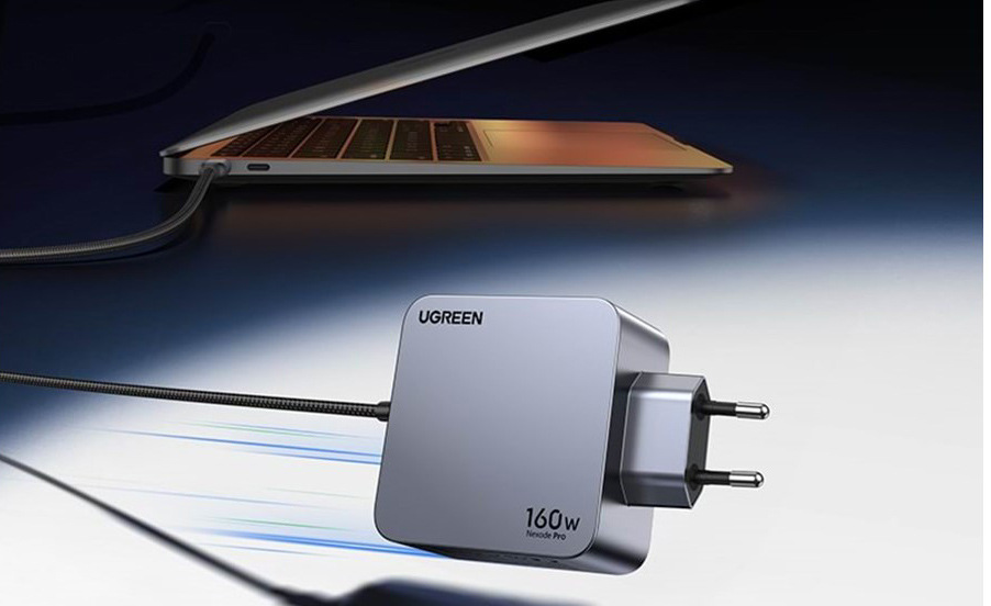 Nabíječka do sítě UGREEN Nexode 160 W GaN, 1x USB. 3x USB-C šedá Nabíječka do sítě UGREEN Nexode 160 W GaN, 1x USB. 3x USB-C - šedá