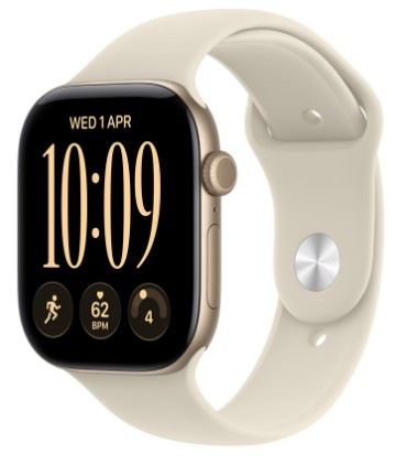  Chytré hodinky Apple Watch Series 12 GPS 46 mm světle zlatý hliník, pískový sportovní řemínek - S/M
