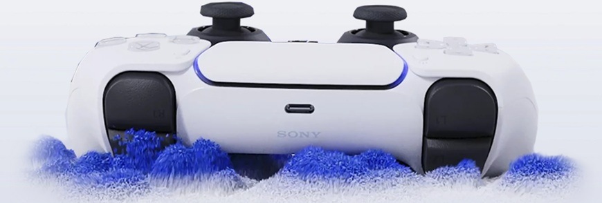 Bezdrátový ovladač Sony DualSense pro PS5 - Rhythm Blue modrý Detail obrázku ovladače.