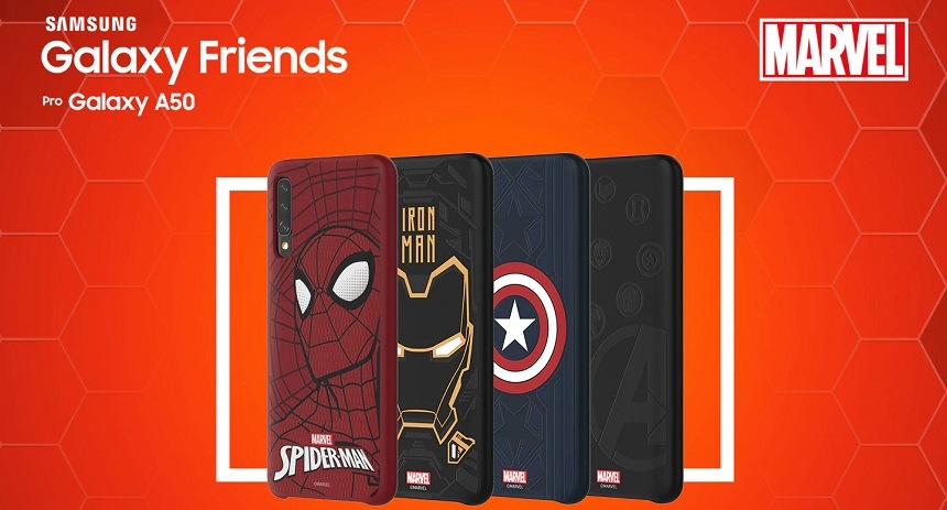 Kryt na mobil Samsung Smart Cover Avengers na Galaxy A50 černý Kryt Galaxy Friends x MARVEL