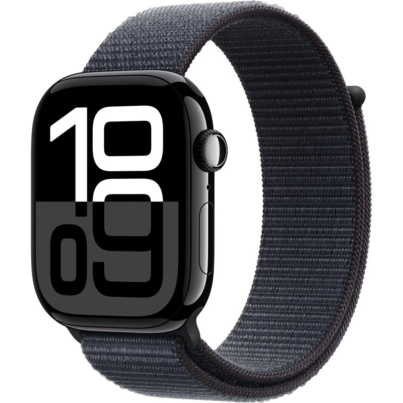 Chytré hodinky Apple Watch Series 10 GPS + Cellular 46mm pouzdro z klavírně černého hliníku - inkoustově fialový provlékací sportovní řemínek