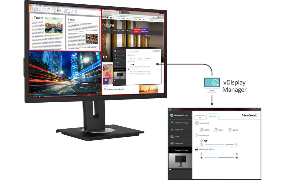 Monitor ViewSonic VG2448 černý/stříbrný Monitor ViewSonic VG2448 černý/stříbrný
