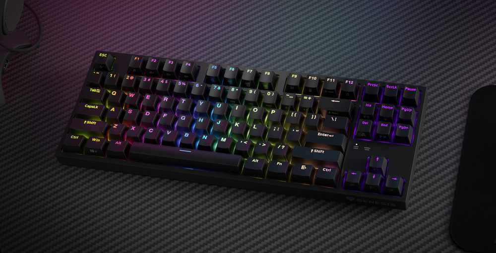 Klávesnice Genesis THOR 404 TKL, RGB, US layout, Gateron Yellow Pro černá Genesis THOR 404 RGB US Gateron Yellow Pro