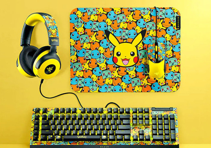 Razer Pokémon herní set s podložkou Gigantus V2, myší, klávesnicí a sluchátky ve stylu Kanto Startérů