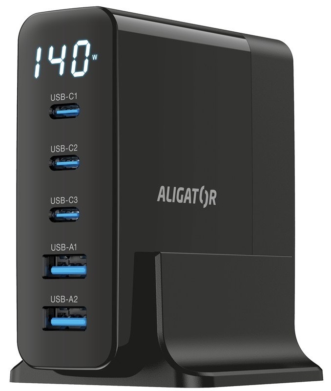 Nabíječka do sítě Aligator s výkonem až 140 W, černá barva